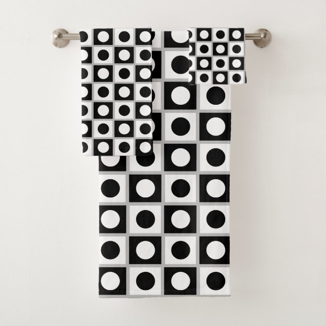 Ensemble de serviettes de bain Abstrait Noir & Bla (En situation)