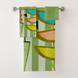 Ensemble De Serviettes De Bain Abstrait Vert Moder