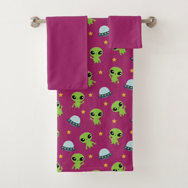 Ensemble de serviettes de bain Aliens (En situation)