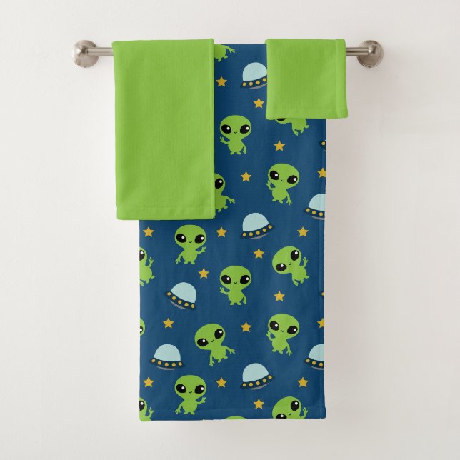 Ensemble de serviettes de bain Aliens (En situation)