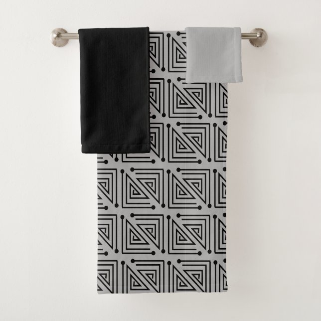 Ensemble de serviettes de bain Art Déco Mazes (En situation)