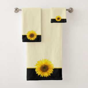 Ensemble de serviettes de bain au tournesol sur fo