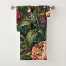Ensemble de serviettes de bain aux fleurs victorie