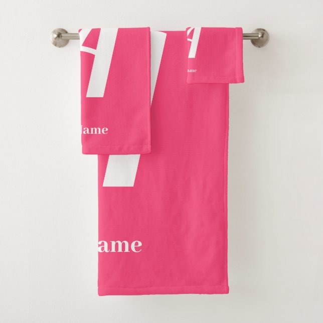 Ensemble de serviettes de bain avec monogramme ros (En situation)