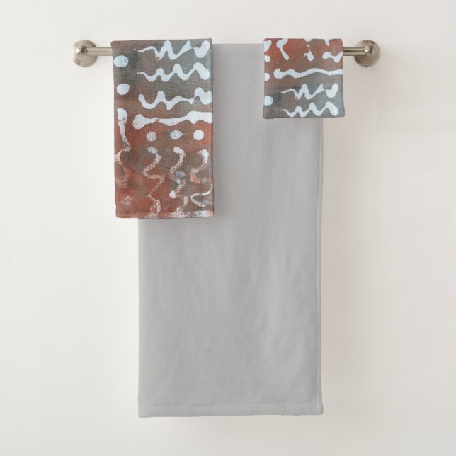 Ensemble de serviettes de bain Batik Dye Blue Grey (En situation)