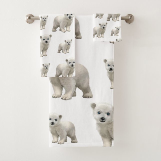 Ensemble de serviettes de bain blanc Polar Bear (En situation)