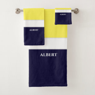 Ensemble de serviettes de bain bleu bleu jaune de 