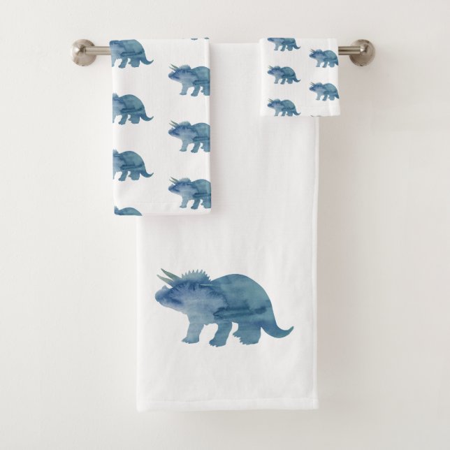 Ensemble de serviettes de bain Blue Dinosaur Trice (En situation)