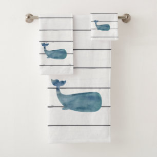 Ensemble de serviettes de bain Blue Whale Shiplap