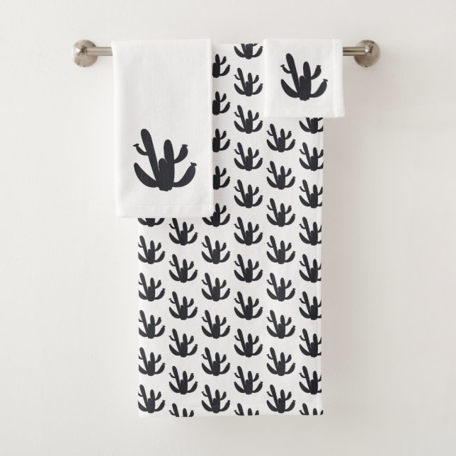 Ensemble de serviettes de bain Cactus Plante Black (En situation)