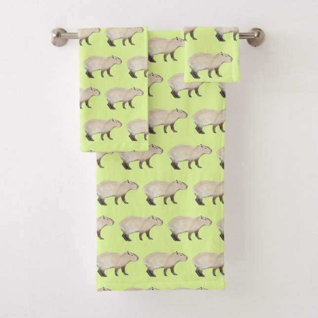 Ensemble de serviettes de bain Capybara (En situation)