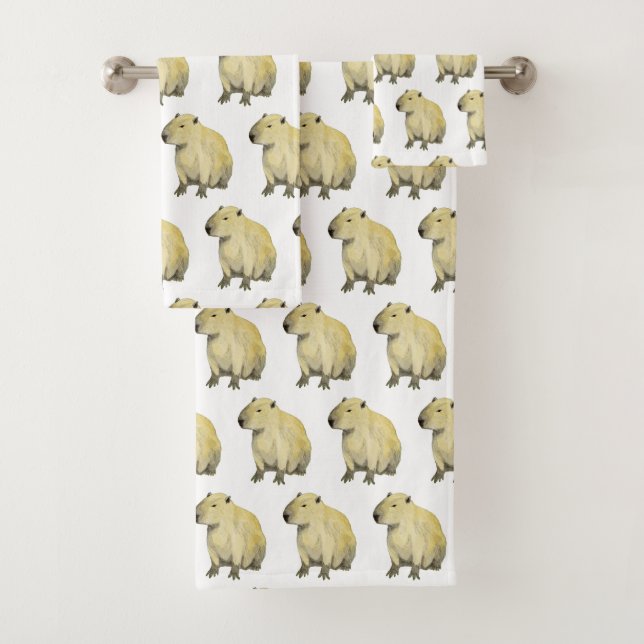 Ensemble de serviettes de bain Capybara (En situation)