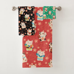 Ensemble de serviettes de bain Chat Chanceux Manek