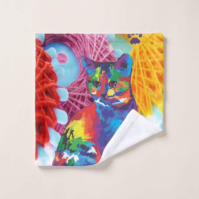 Ensemble de serviettes de bain chaton coloré Kitte (Gant de toilette)