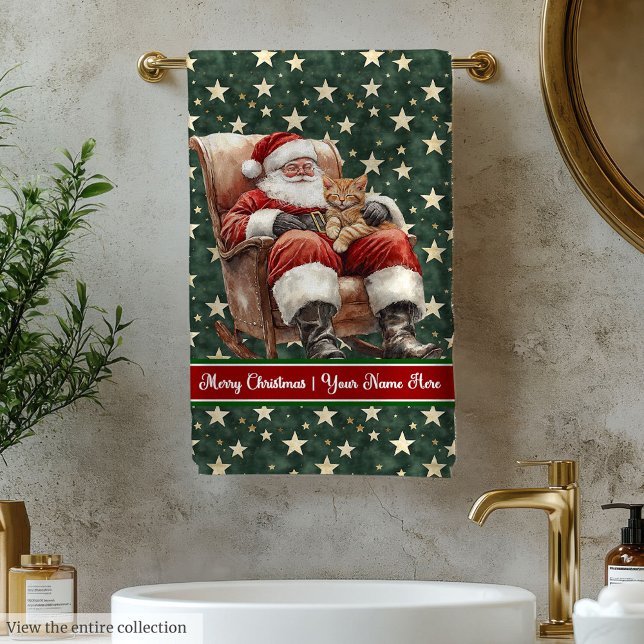 Ensemble de serviettes de bain chic Santa Claus (Chic Santa Claus Christmas Bath Towel Set)