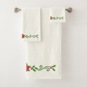 Ensemble de serviettes de bain Christmas Holly et 
