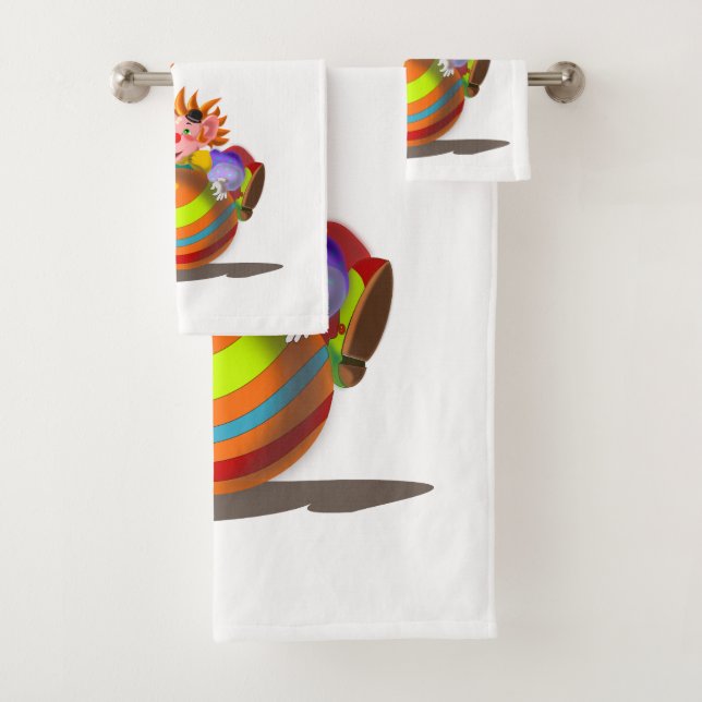 Ensemble de serviettes de bain clown (En situation)