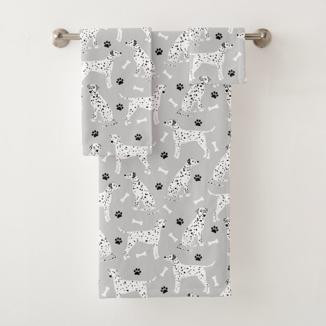 Ensemble de serviettes de bain Dalmatien avec patt (En situation)