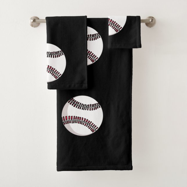 Ensemble de serviettes de bain de baseball. (En situation)