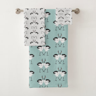 Ensemble de serviettes de bain de grues dansantes
