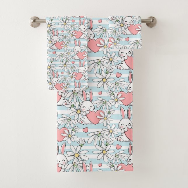 Ensemble de serviettes de bain de Pâques (En situation)