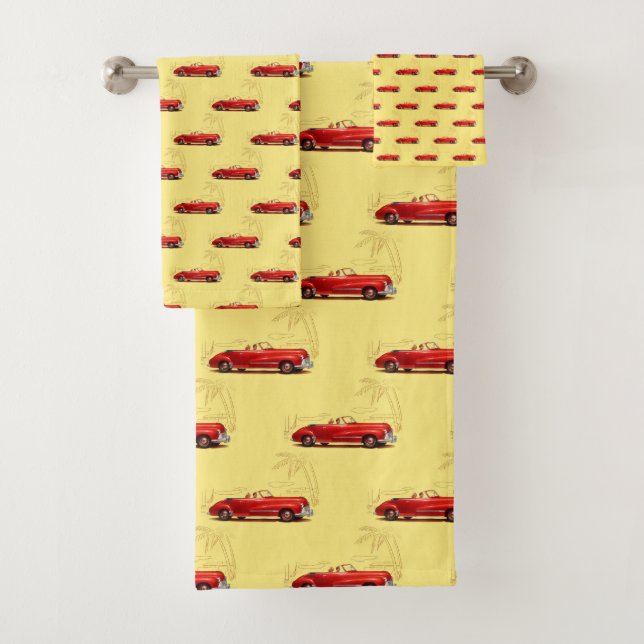 Ensemble de serviettes de bain de voiture rétro (En situation)