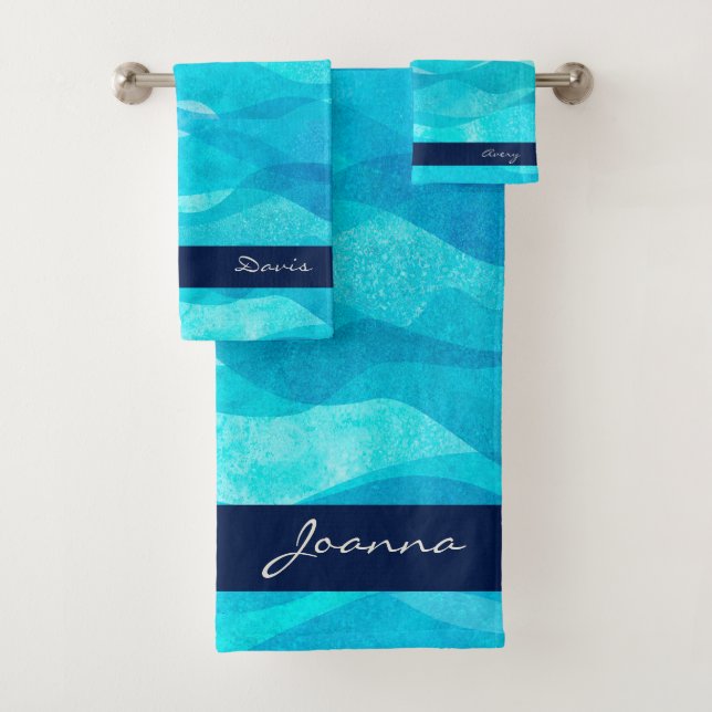 Ensemble De Serviettes De Bain Décoratif turquoise (En situation)