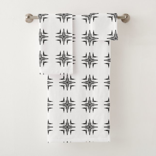 Ensemble de serviettes de bain design géométrique  (En situation)