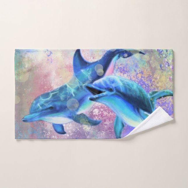 Ensemble de serviettes de bain Dolphin Couple (Serviette à main)