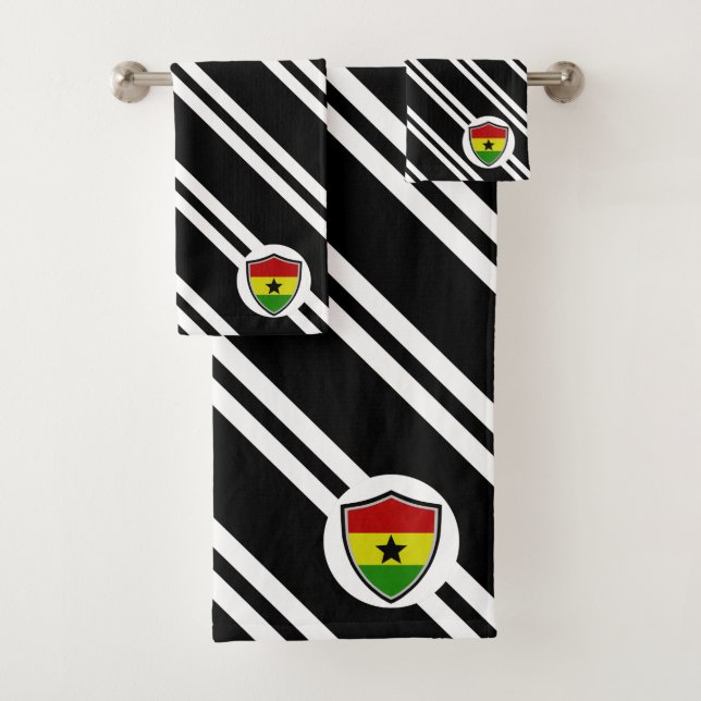 Ensemble de serviettes de bain du drapeau du Ghana (En situation)