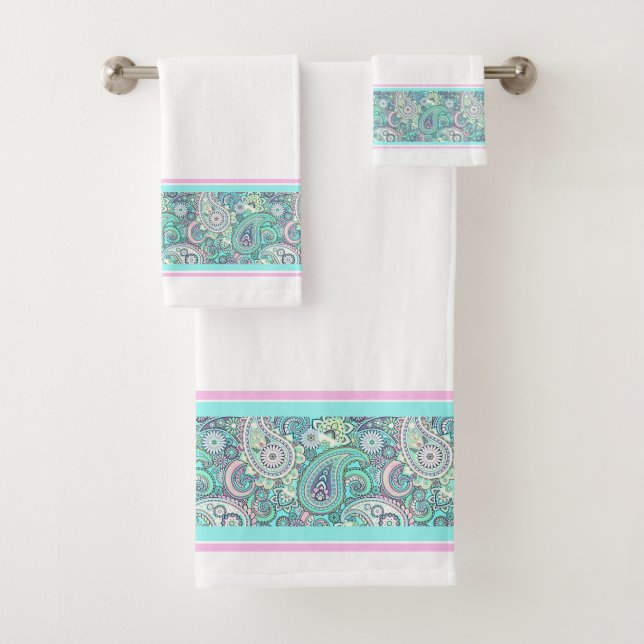Ensemble de serviettes de bain en cachemire bleu v (En situation)
