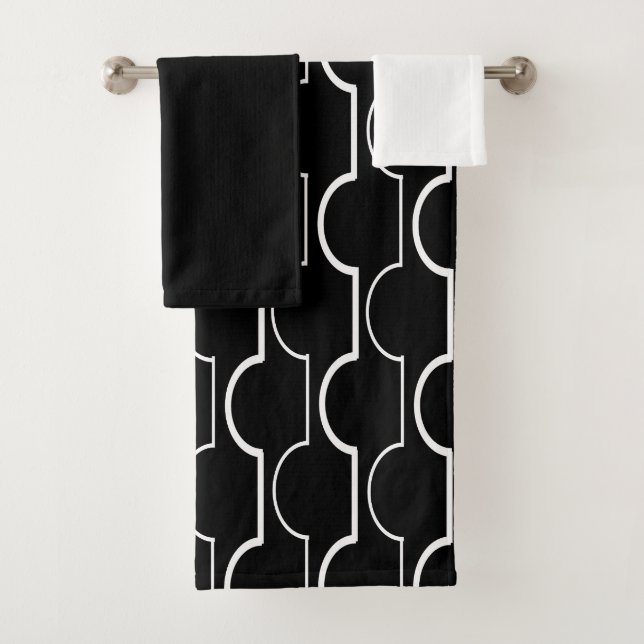 Ensemble de serviettes de bain en coquilles noires (En situation)