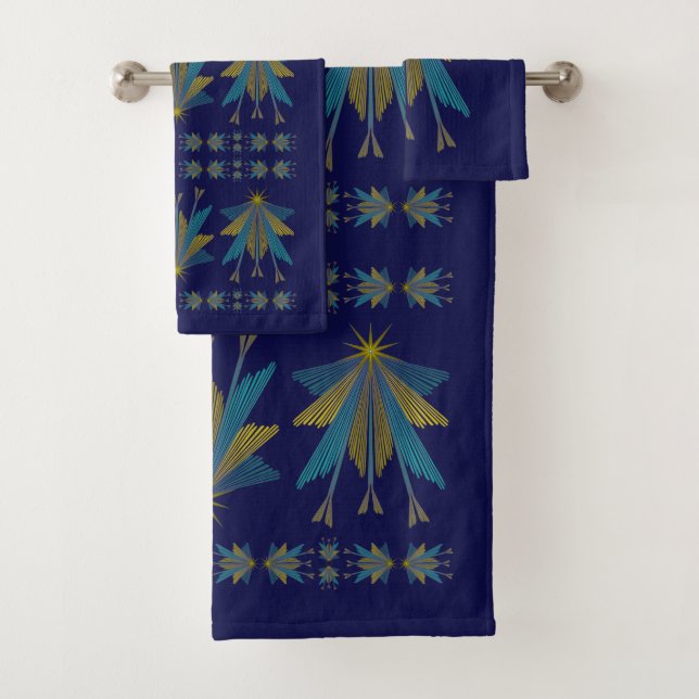 Ensemble de serviettes de bain Fairy Stars Marine (En situation)
