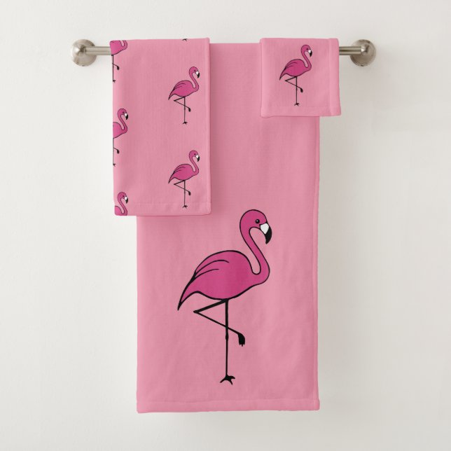 Ensemble de serviettes de bain Flamant Rose Mignon (En situation)