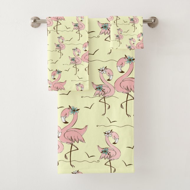Ensemble de serviettes de bain Flamants roses (En situation)