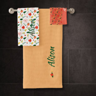 Ensemble de serviettes de bain fleur sauvage vert
