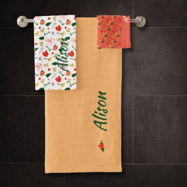 Ensemble de serviettes de bain fleur sauvage vert  (Créateur téléchargé)