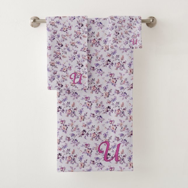 Ensemble De Serviettes De Bain Floral De Luxe (En situation)