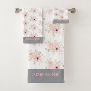Ensemble De Serviettes De Bain Floral Rose