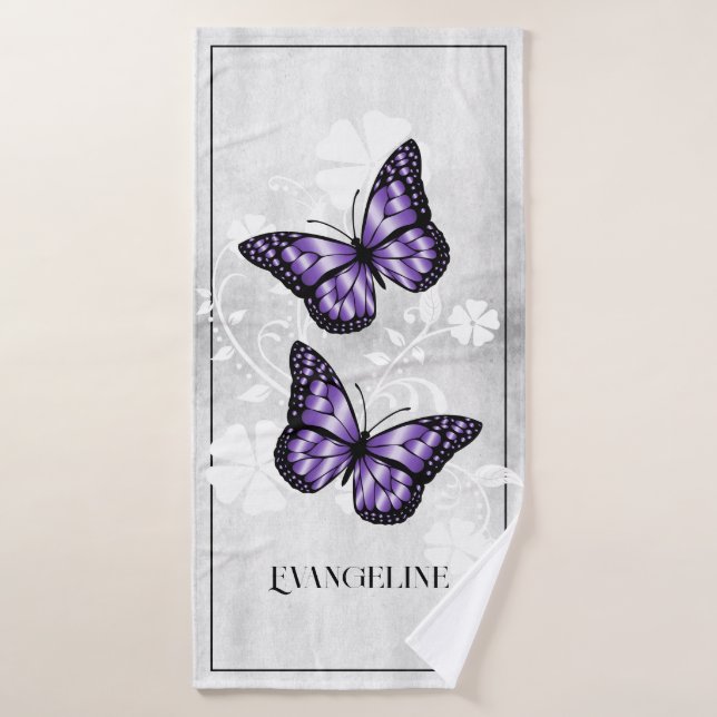 Ensemble de serviettes de bain florales à papillon (Serviette de bain)
