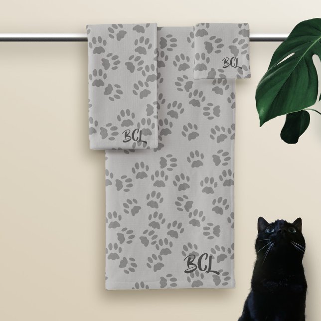 Ensemble de serviettes de bain gris Monogram Empre (Créateur téléchargé)