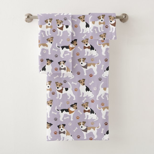 Ensemble de serviettes de bain Jack Russell Terrie (En situation)