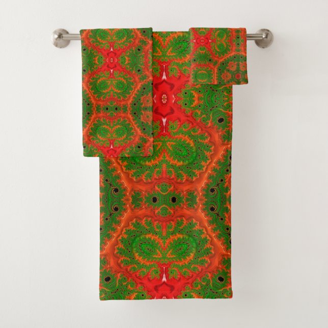 Ensemble de serviettes de bain Kaleidoscope orange (En situation)