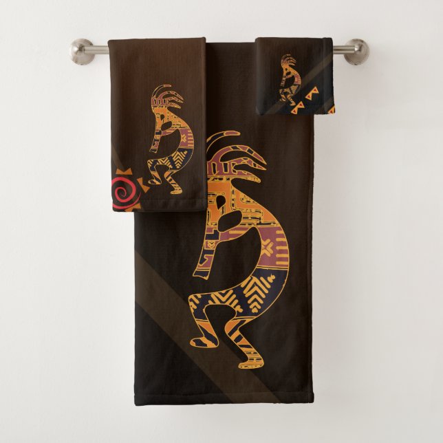 Ensemble de serviettes de bain Kokopelli de style  (En situation)