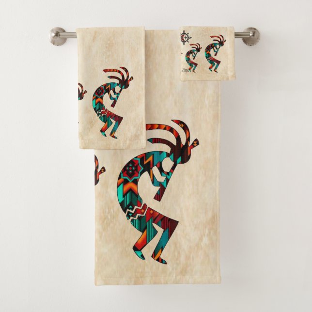 Ensemble de serviettes de bain Kokopelli Sud-Ouest (En situation)
