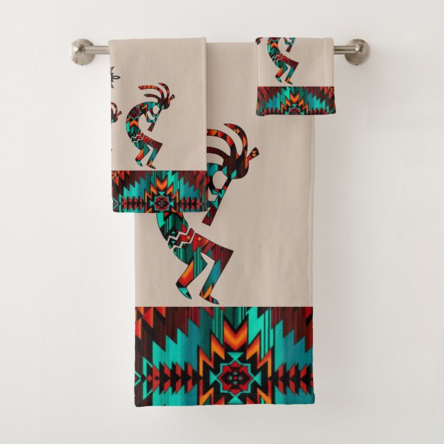 Ensemble de serviettes de bain Kokopelli Sud-Ouest (En situation)