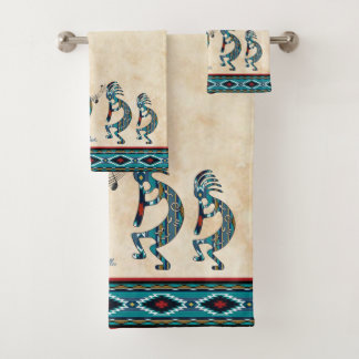 Ensemble de serviettes de bain Kokopelli Turquoise