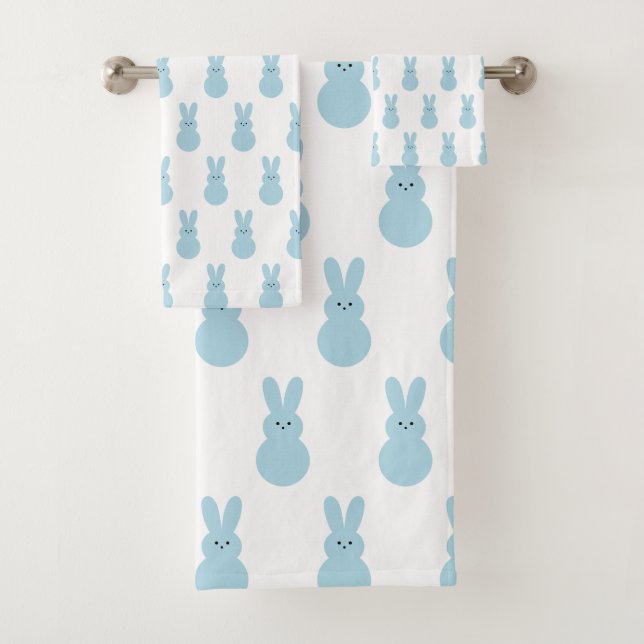 Ensemble de serviettes de bain lapin bleu Pâques (En situation)
