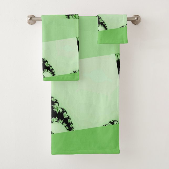Ensemble de serviettes de bain lime Garden fractal (En situation)