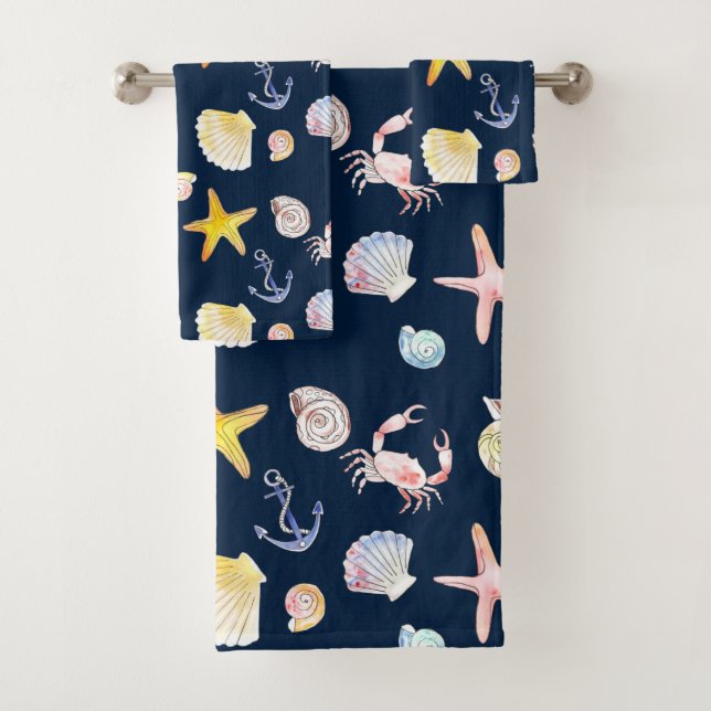 Ensemble de serviettes de bain Marine Life & Ancre (En situation)